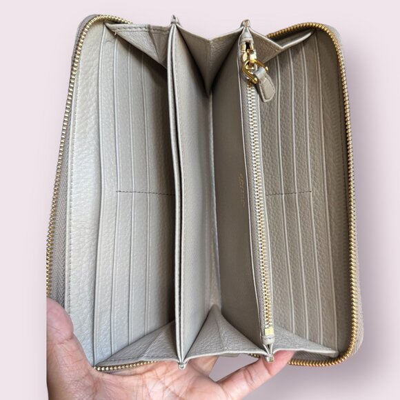 Authentic Prada Taupe Pebbled Leather Zip Around Wallet - Picture 6 of 9